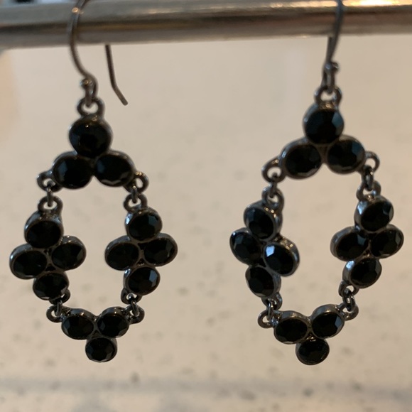 WHITE HOUSE | BLACK MARKET Onyx Diamond Drop Faux Gem Earrings - Picture 3 of 5